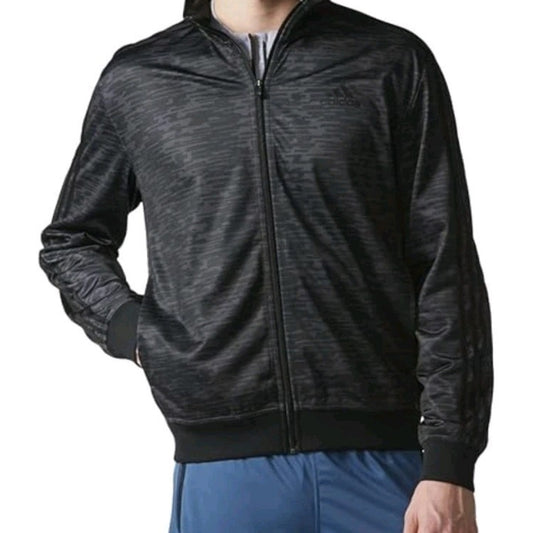 Adidas Men’s Medium Black Track Jacket Essentials Tricot Full Zip EUC