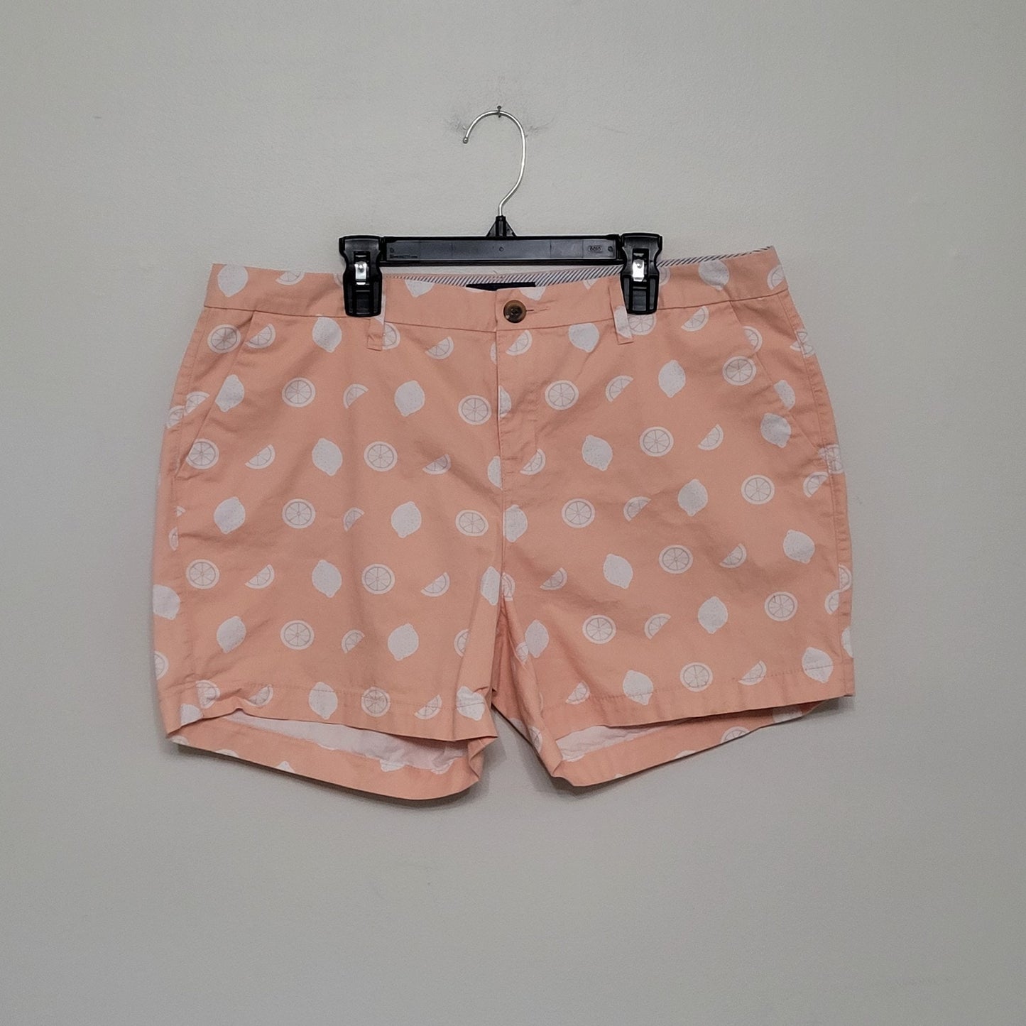 Old Navy Women’s Size 12 Everyday Chino Shorts Orange Sorbet Lemon Print GUC