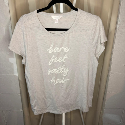 Lauren Conrad XL Sand Colored “Bare Feet Salty Hair” Embroidered T-Shirt