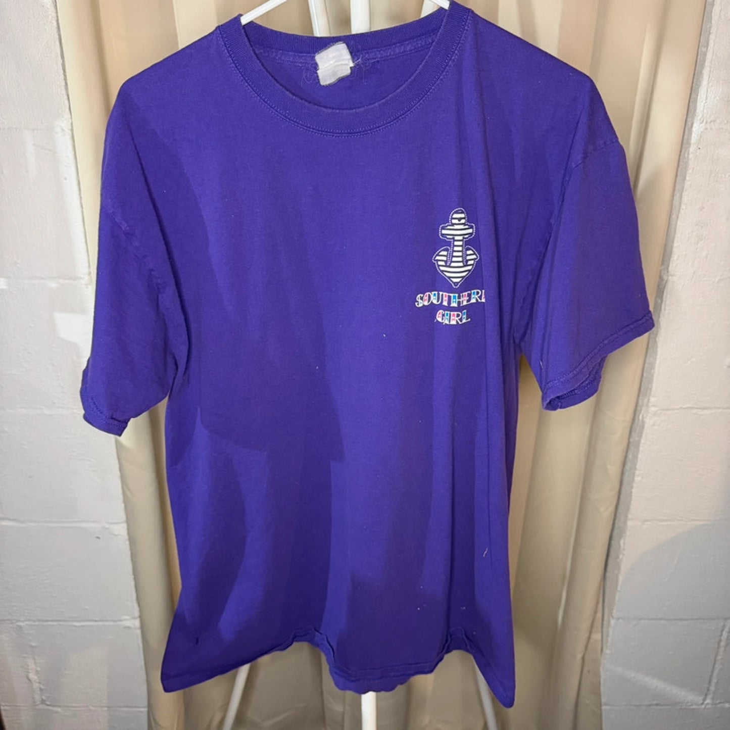 Vintage “Anchored to the South” Southern Girl Purple Graphic XL T-Shirt