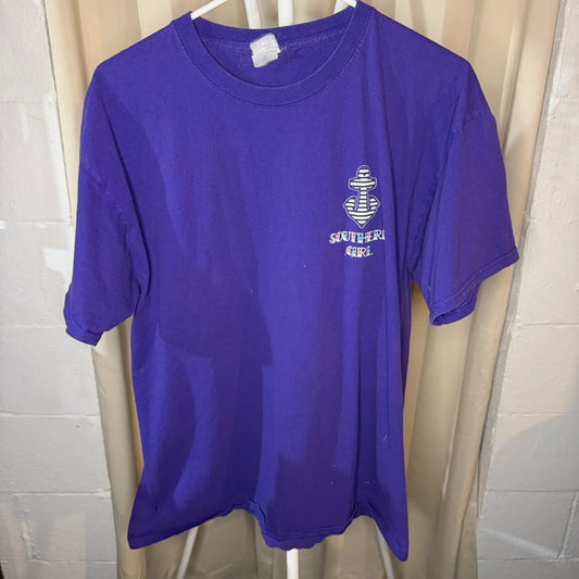 Vintage “Anchored to the South” Southern Girl Purple Graphic XL T-Shirt