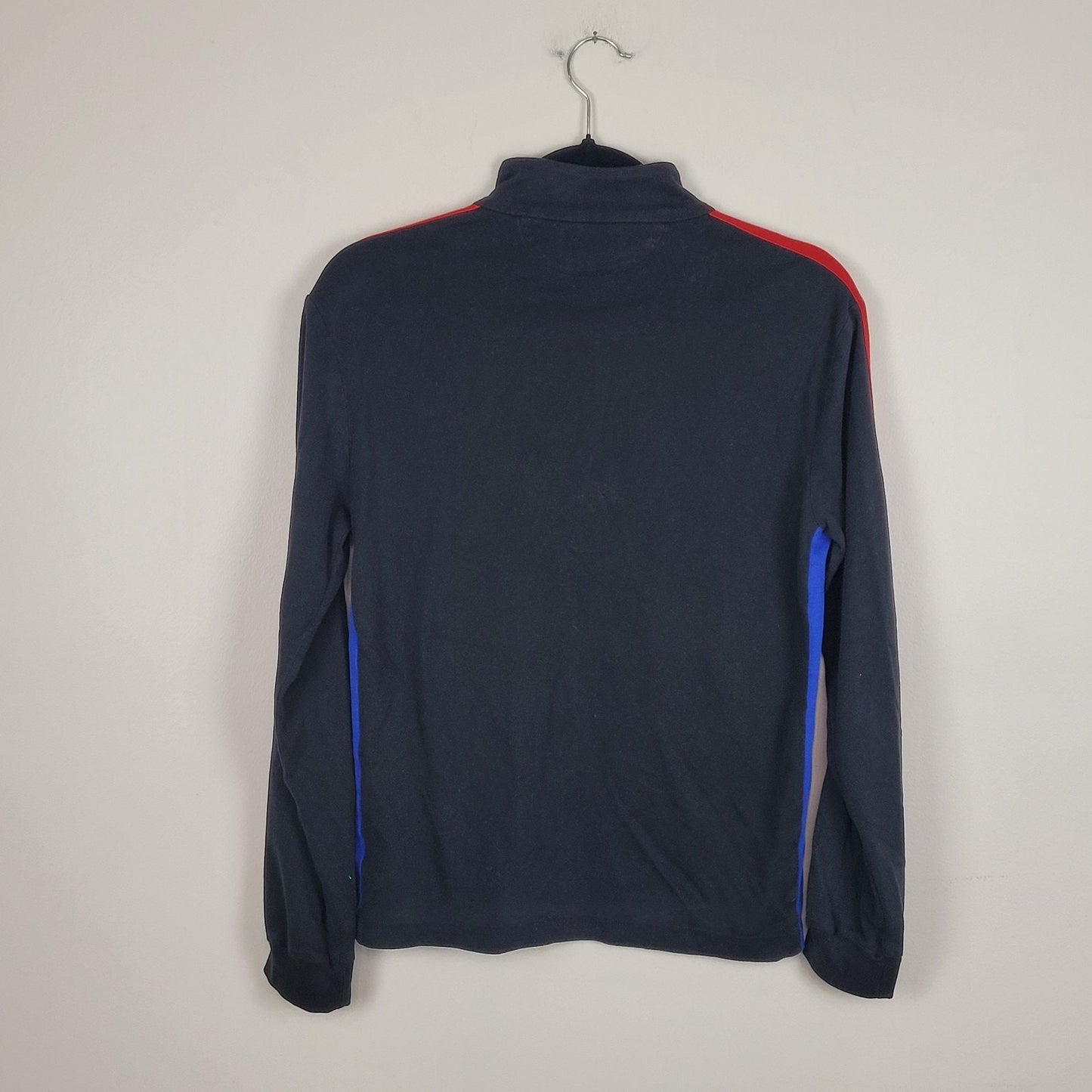 Polo Ralph Lauren Mens Small 1/4 Zip Pullover Black Red Blue Colorblock Pima