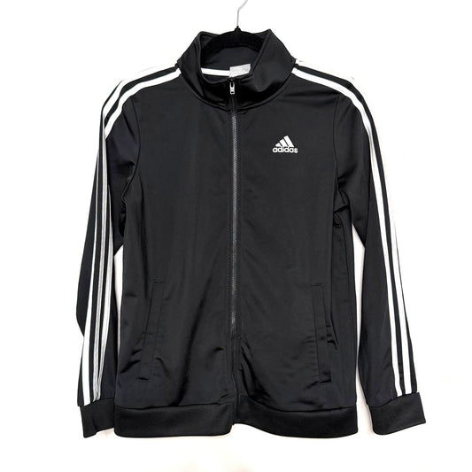 Adidas Youth Boys L 14/16 Track Jacket Black White 3-Stripes Full Zip