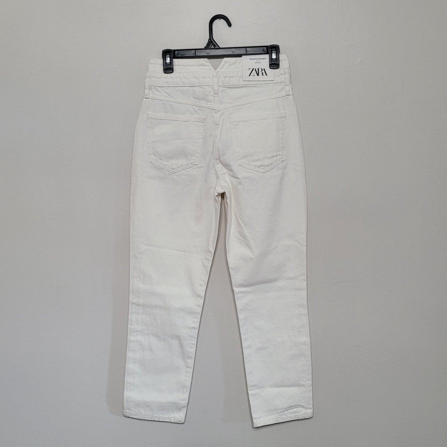 Zara High Rise The 80's Straight Jeans Size 4 Off White Button Fly NWT