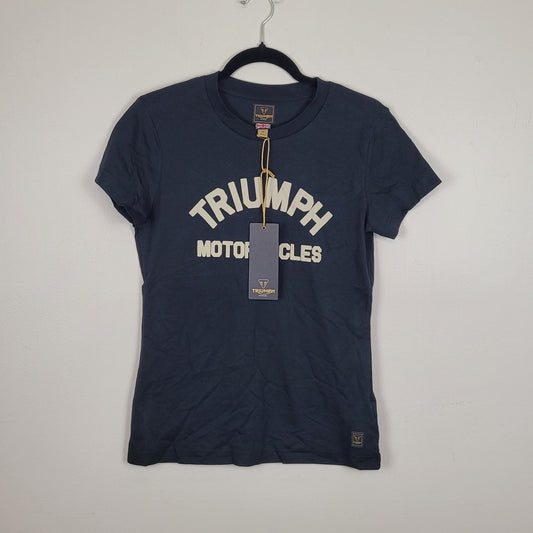 Triumph Motorcycles Womens Medium Luss Jet Black Tee Graphic T Shirt NWT