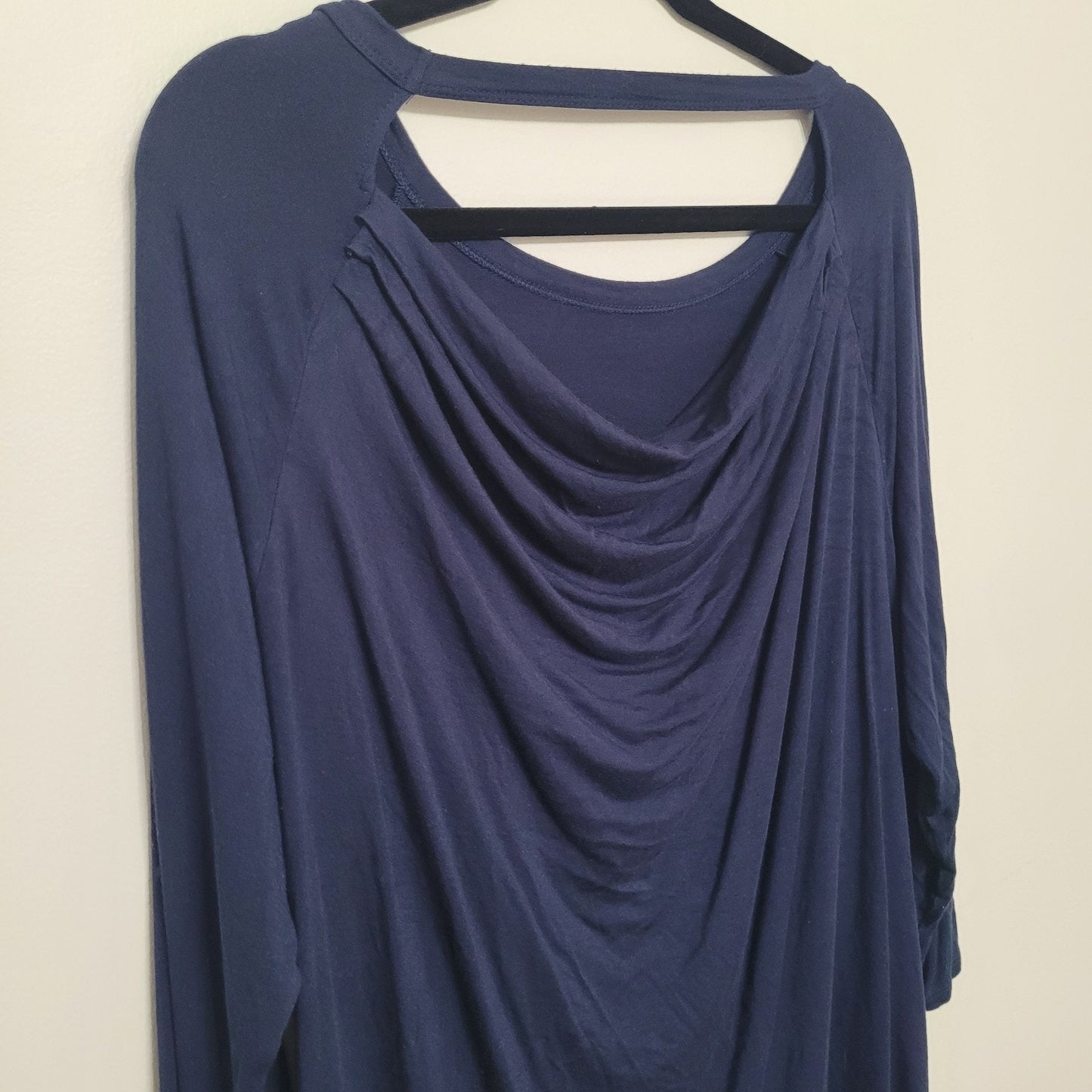 Soft Surroundings Women’s 2X Navy Britannia Draped Back Rayon Top EUC