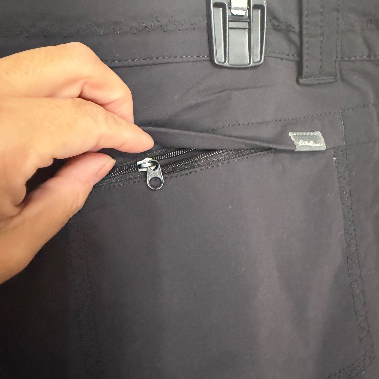 Eddie Bauer Womens 16 Black Trail Pants Nylon Cargo Hiking Outdoor Gorpcore