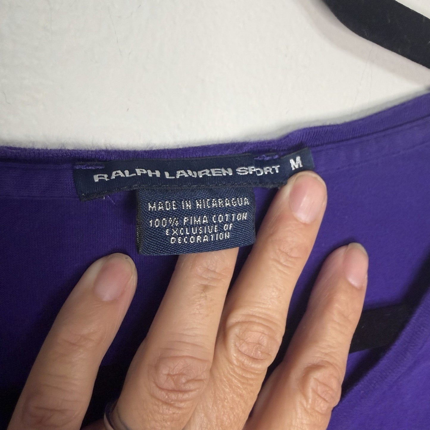 Ralph Lauren Sport Womens M Purple Long Sleeve V-Neck Tee Preppy Classic Layerin