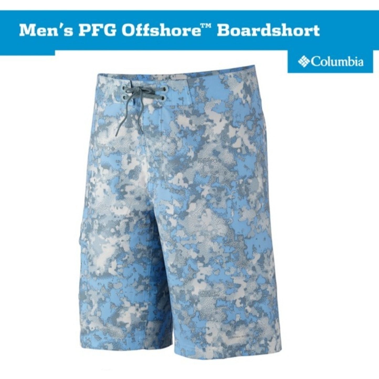 Columbia PFG Mens 42 Board Shorts Blue Camo Offshore Swim Trunks