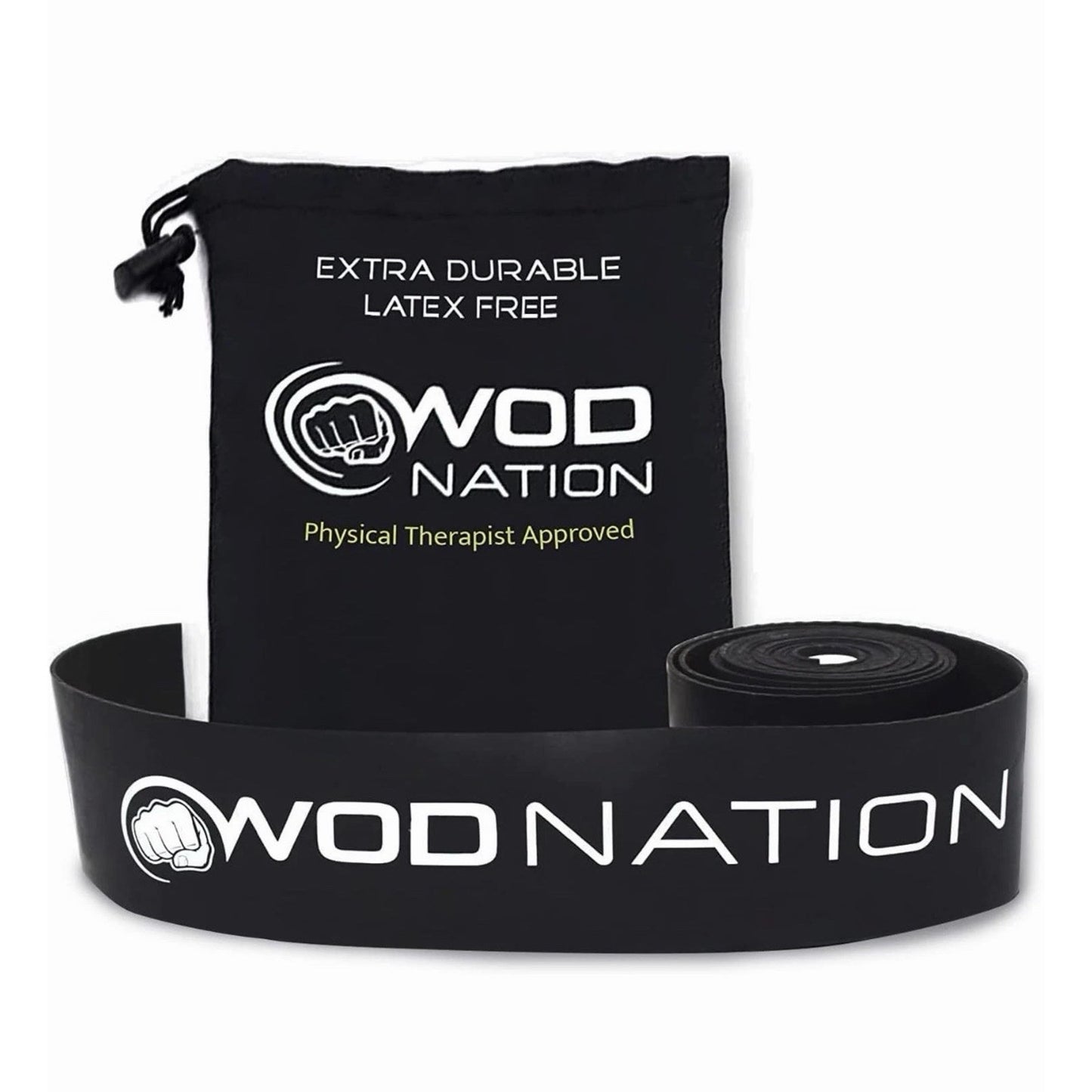 WOD Nation Muscle Floss Bands Recovery Band 1 Pack-Heavy W/ Carrying Bag, Black