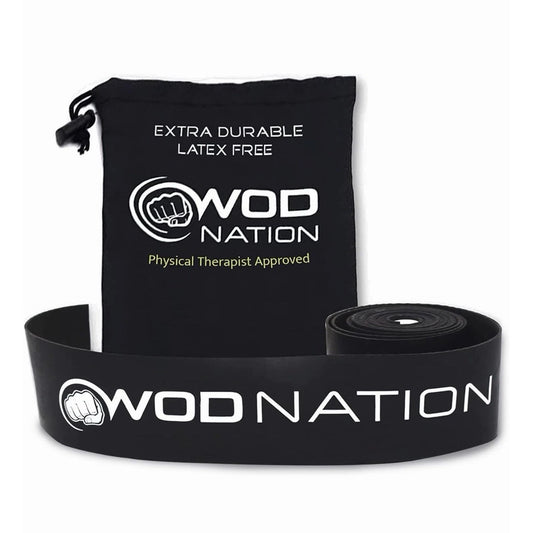 WOD Nation Muscle Floss Bands Recovery Band 1 Pack-Heavy W/ Carrying Bag, Black
