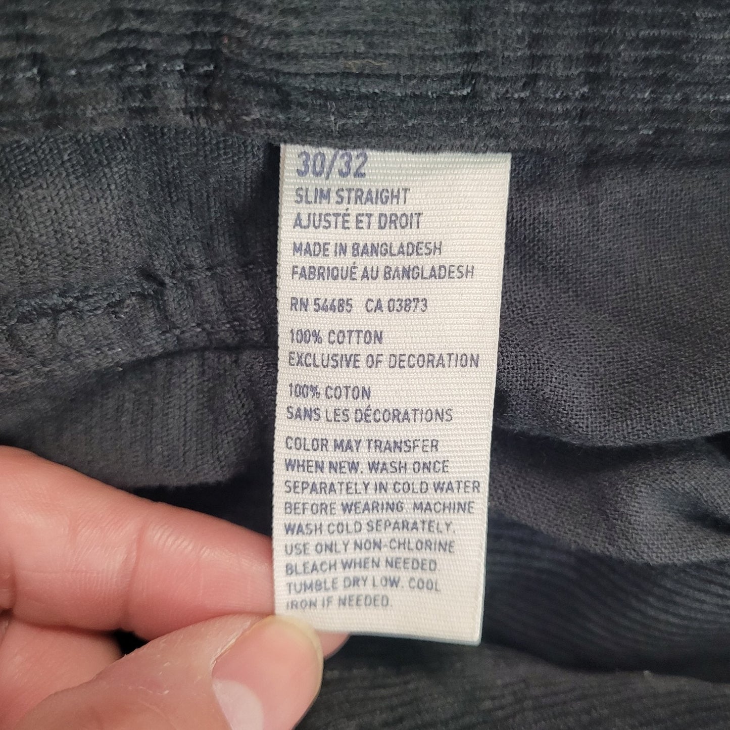 American Eagle Mens 30x32 Corduroy Pants Black Flex Slim Straight Stretch