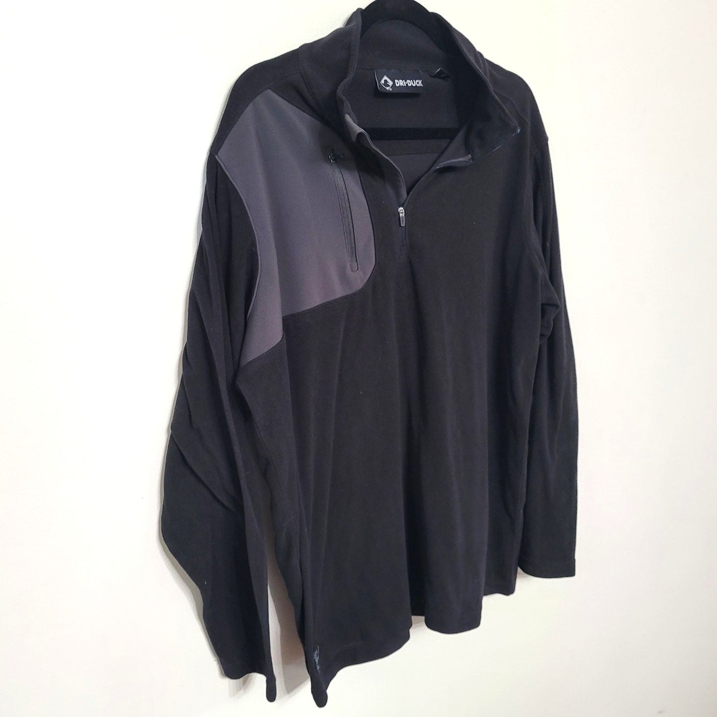 Dri Duck 1/4 Zip Pullover Mens Large Outdoor Fleece Mock Neck Black Long Sleeve