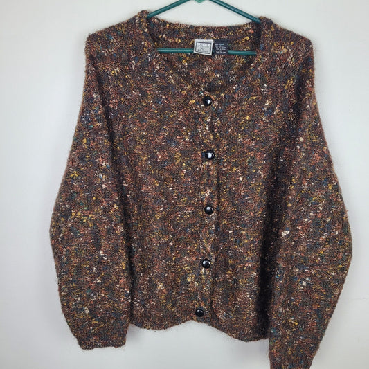Paul Et Duffier Sweater Medium Brown 50% Mohair Cardigan Cottagecore 90s Y2k