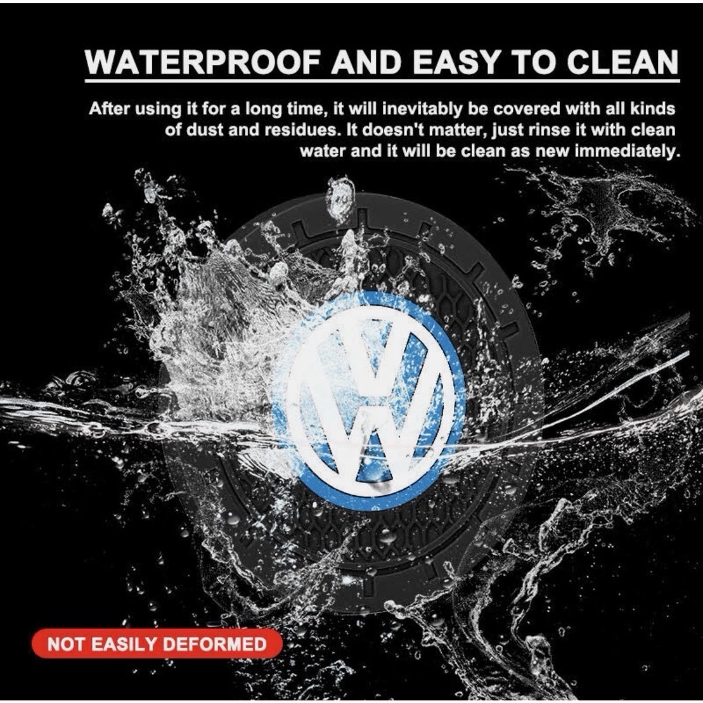 2PCS Volkswagen Car Cup Coaster No-Slip Silicone Water Cup Holder Waterproof Pad