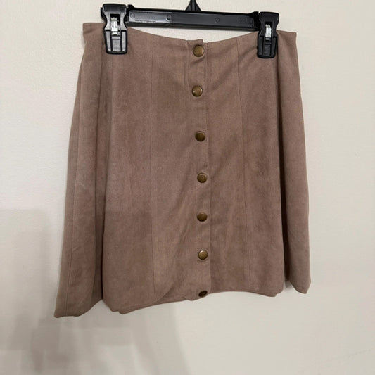 Brown Altard State Faux Suede Button Mini Skirt