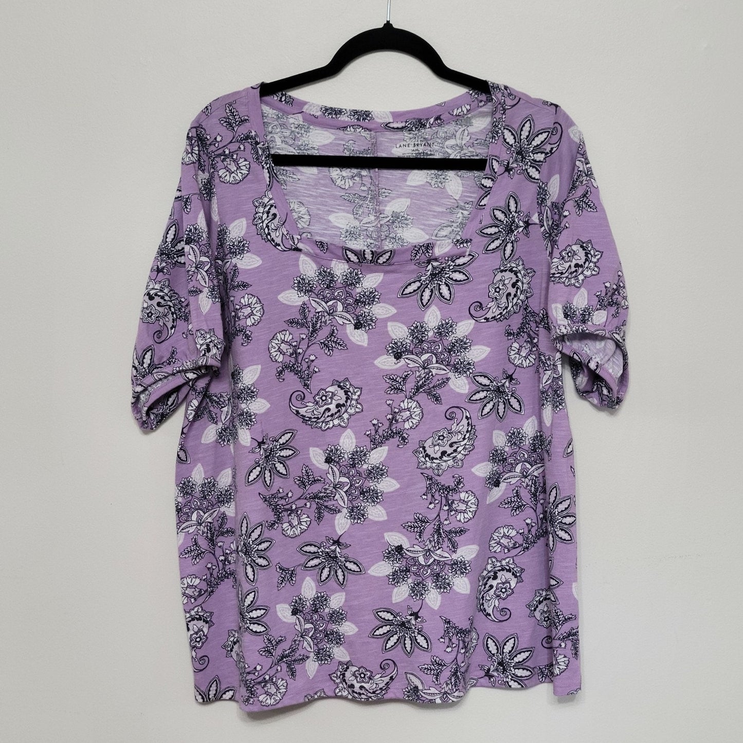 Lane Bryant Purple Paisley Chiffon Top 26/28 Kimono Sleeves Boho NWT