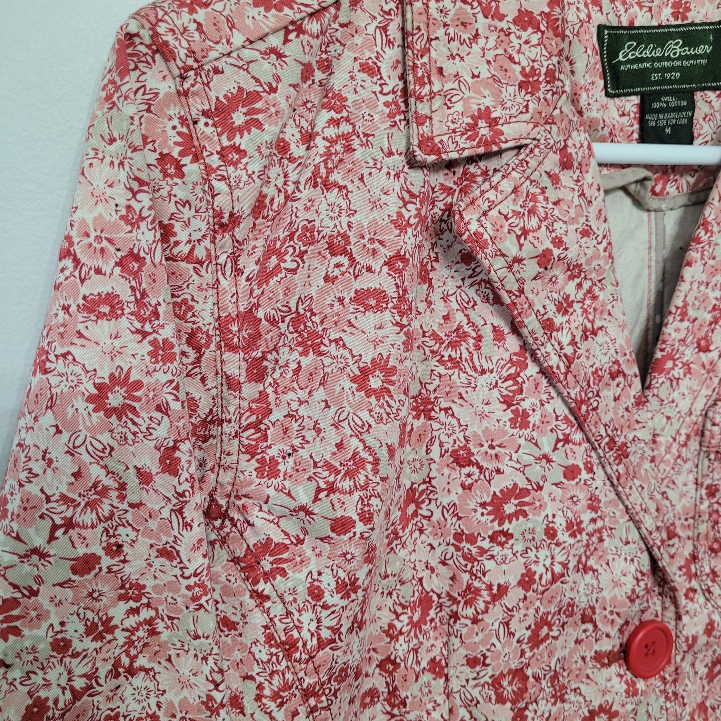 Eddie Bauer Women’s Medium Pink Floral Button Front Jacket Blazer