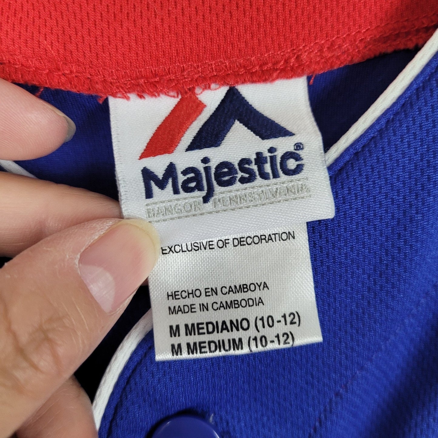 Majestic MLB Chicago Cubs Castro #13 Boys Medium Blue Red Jersey