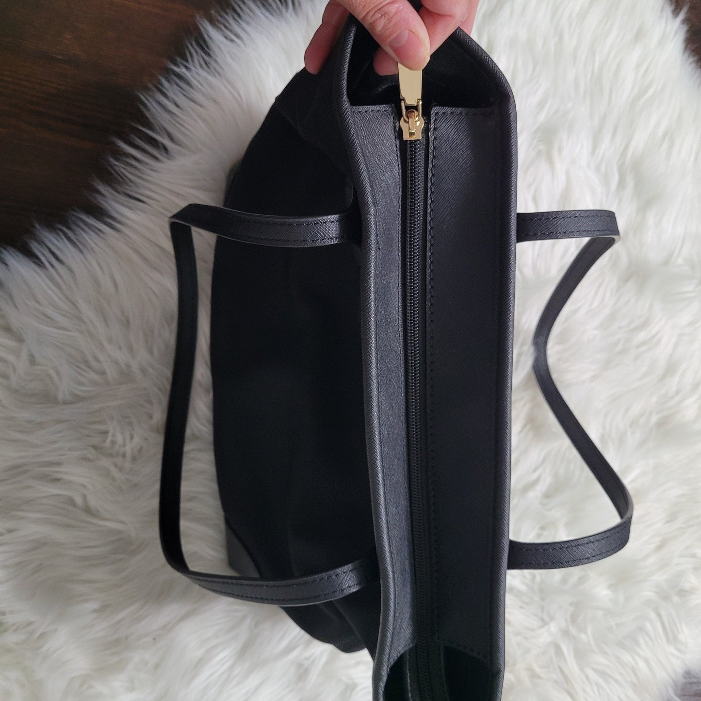 Michael Kors Eva Black Nylon Small Carryall Top Zip Tote, Shoulder Bag EUC