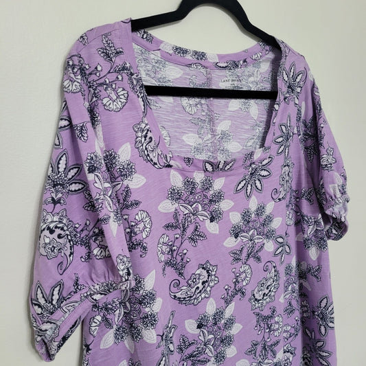 Lane Bryant Purple Paisley Chiffon Top 26/28 Kimono Sleeves Boho NWT