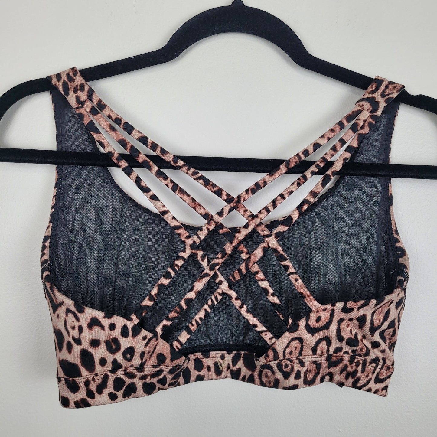 Victorias Secret Sport Womens Medium Sports Bra Leopard Print Strappy Back