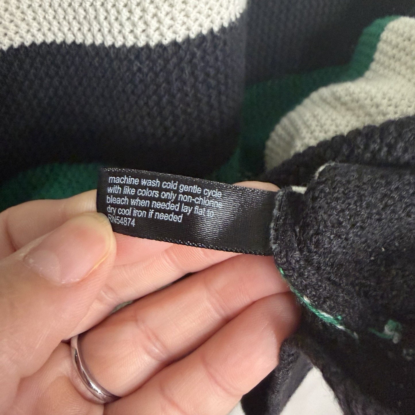 The Limited Womens M Green Black White Stripe Knit Sweater Classic Workwear Chic