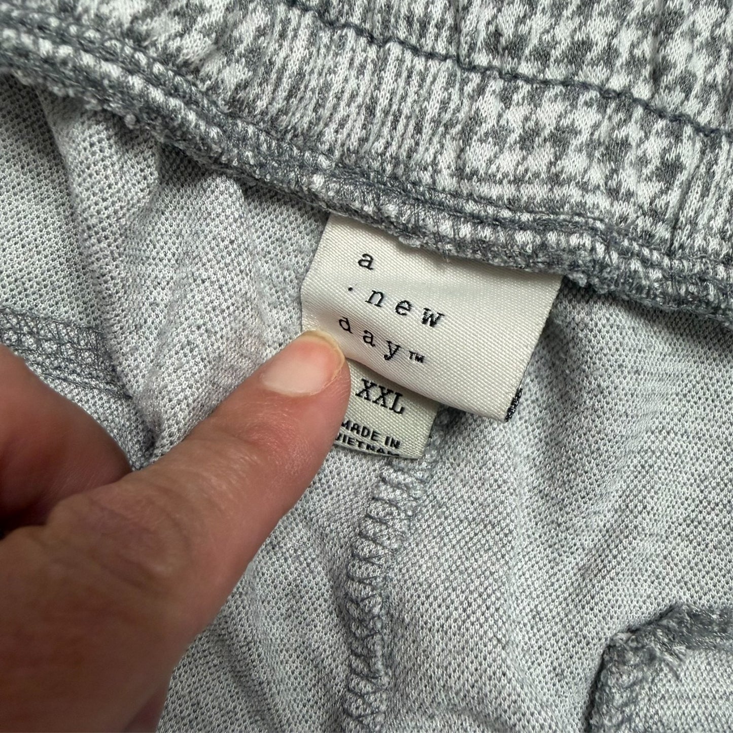 A New Day Womens XXL Gray High Rise Jogger Pants Stretch Plaid Drawstring