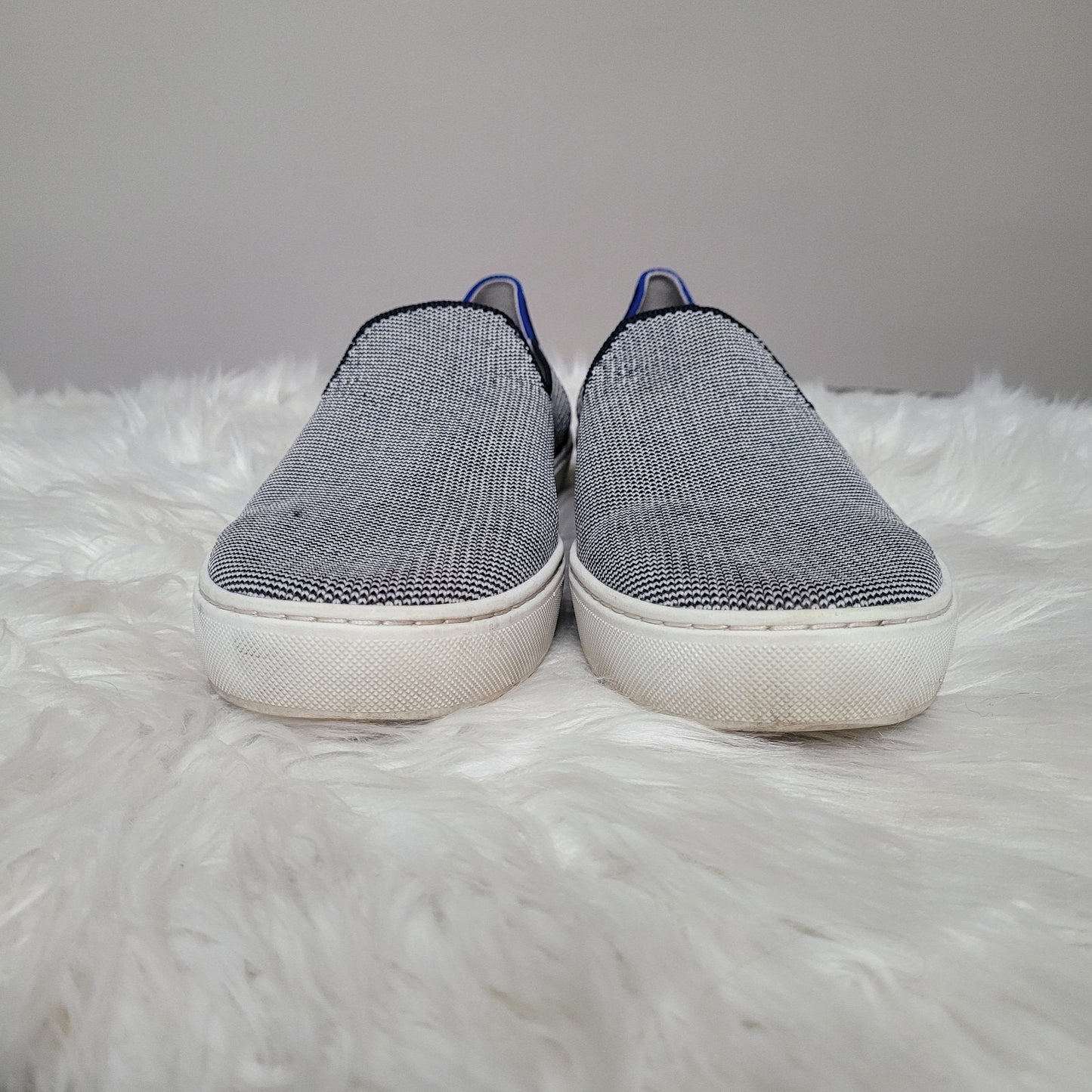 Rothy’s Women’s 9 The Original Sneaker Anchor Blue Knit Slip On Shoes Clean EUC