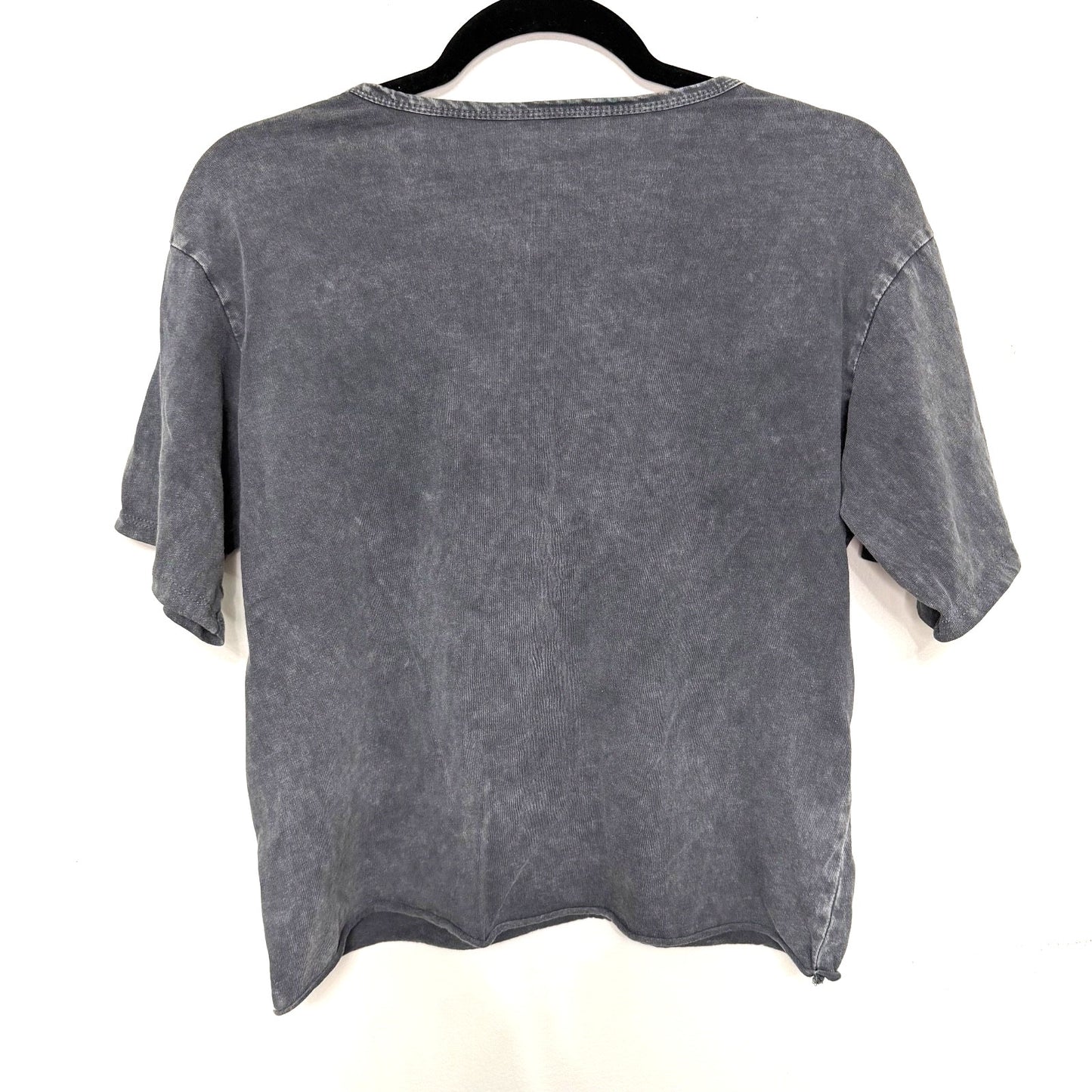 Caution To The Wind Womens M Gray Burnout Crop Tee Motorcycle Graphic Y2K