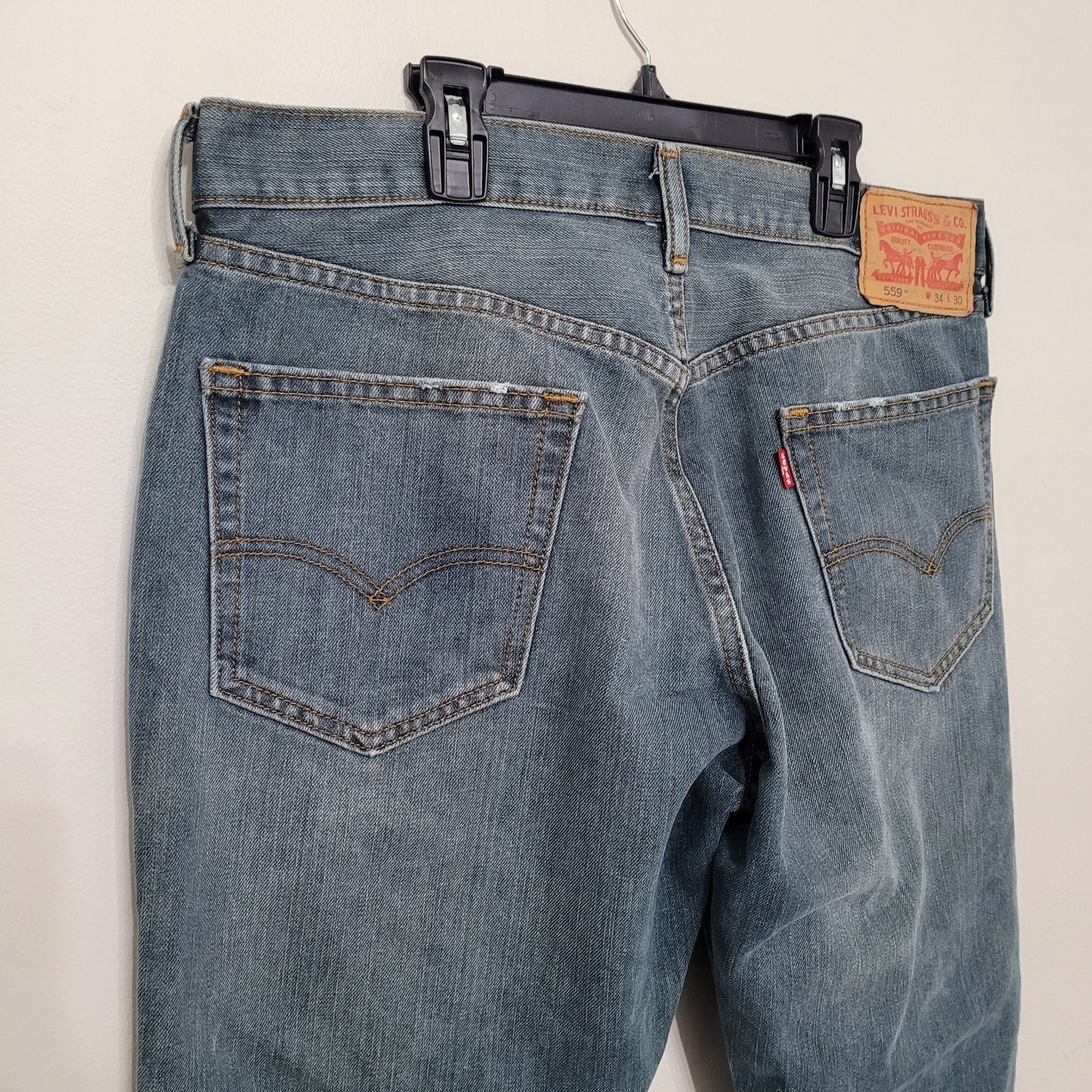 Levis 559 Red Tab Relaxed Fit Straight Cut 5 Pocket Denim Jeans Men Size 34x30