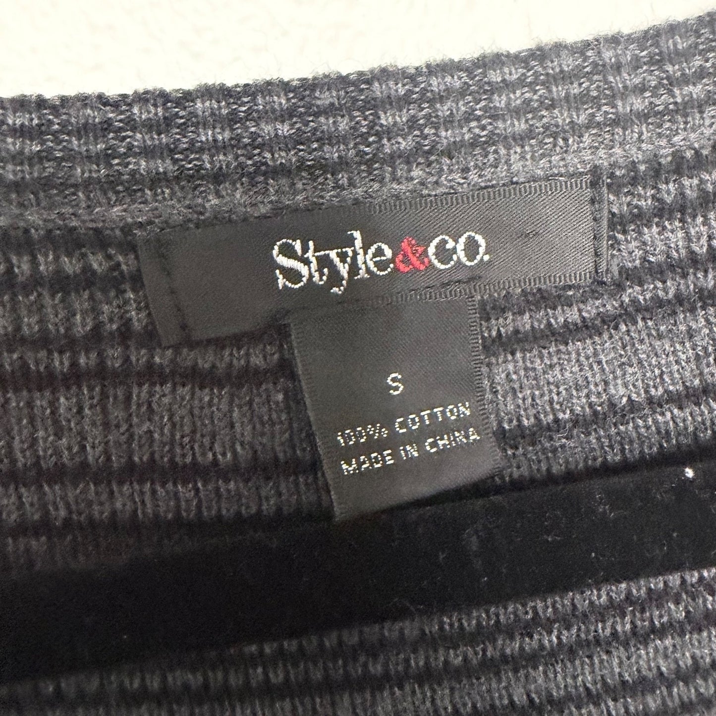 Style & Co Womens S Black Gray Stripe Mini Sweater Dress Long Sleeve Y2K