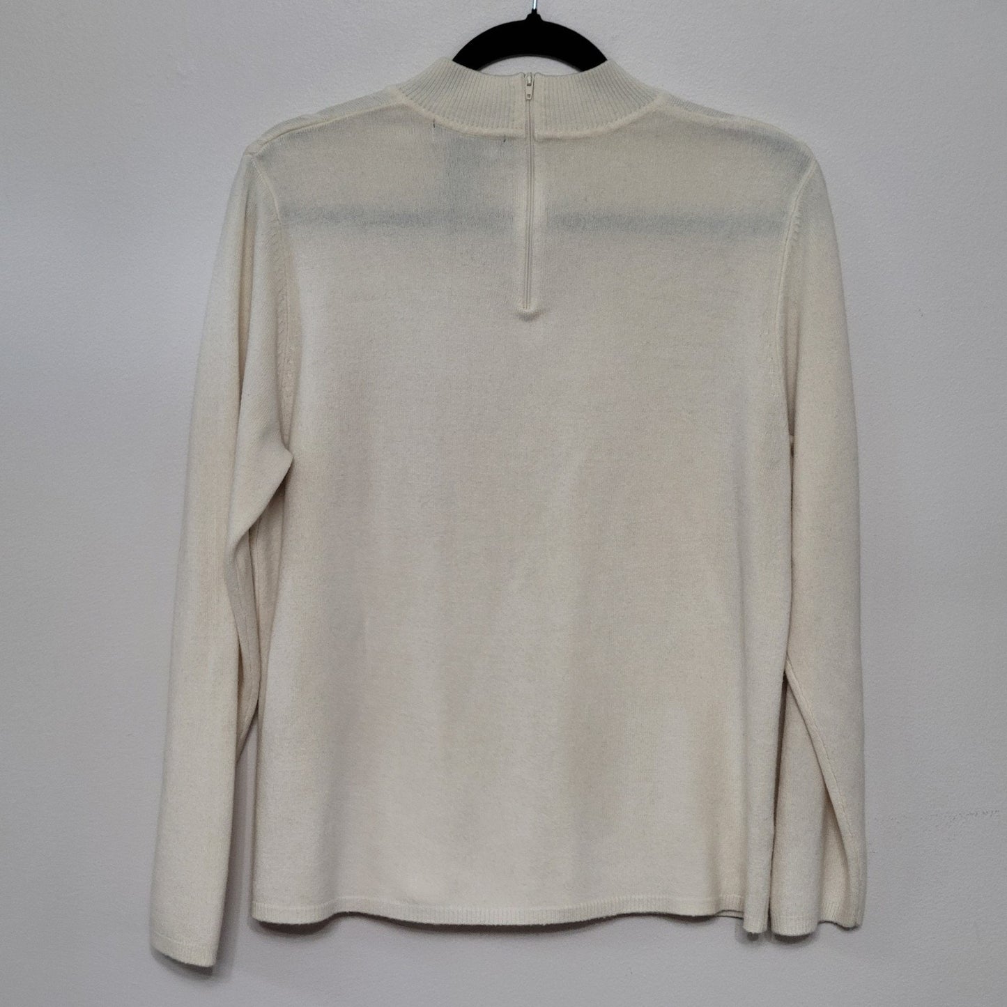 Koret Woman 1X Ivory Mock Neck Sweater Long Sleeve Cable Knit Pullover #15541