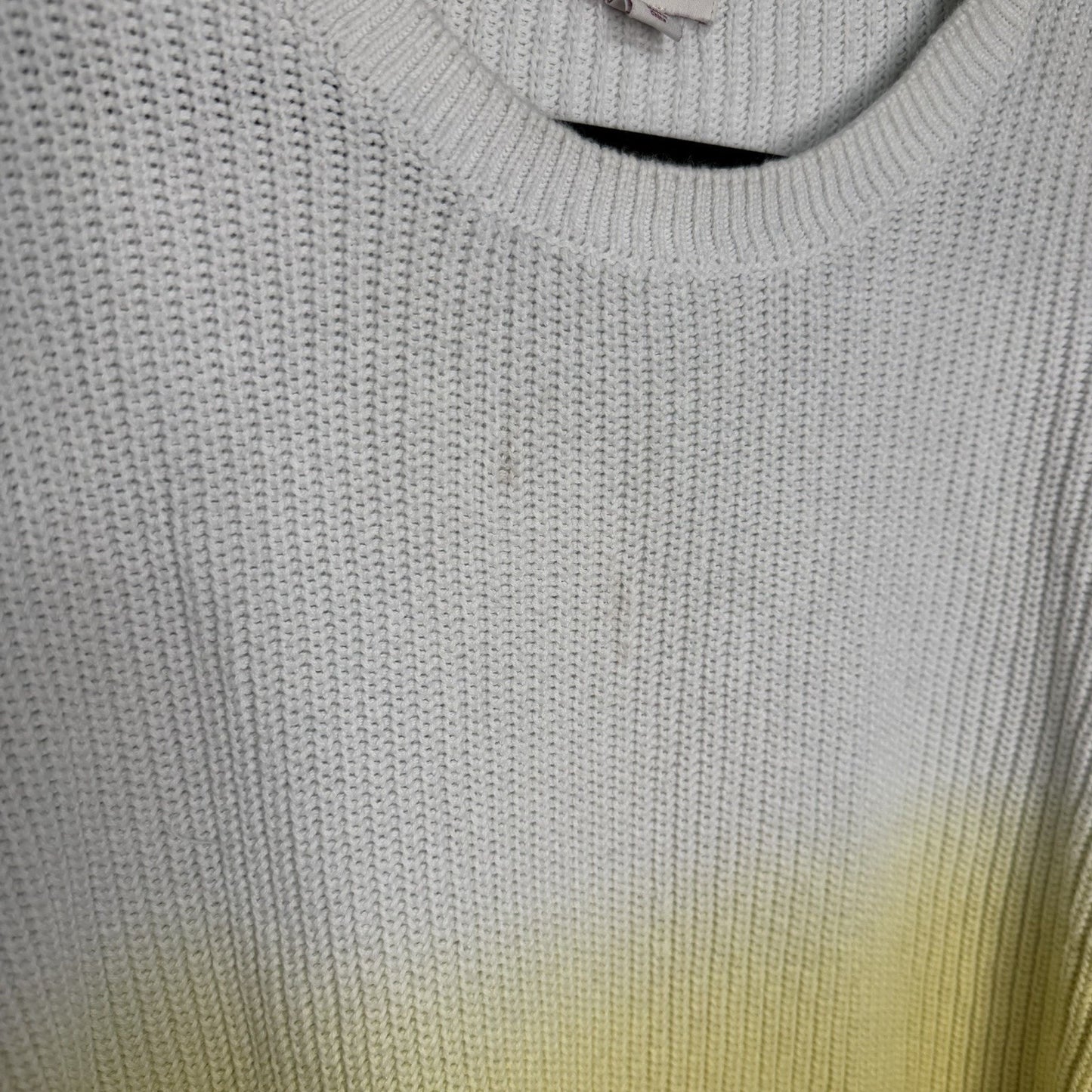 SO Womens Medium Sweater White to Yellow Ombre Knit Long Sleeve Crew Neck