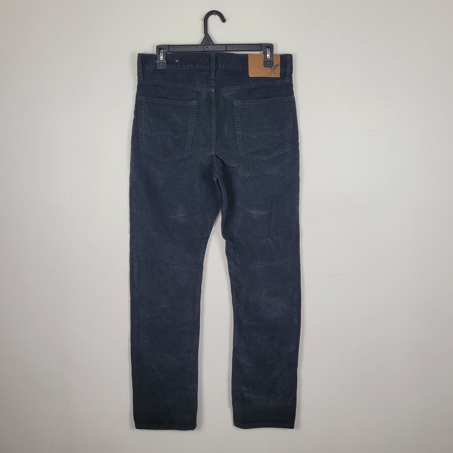 American Eagle Mens 30x32 Corduroy Pants Black Flex Slim Straight Stretch