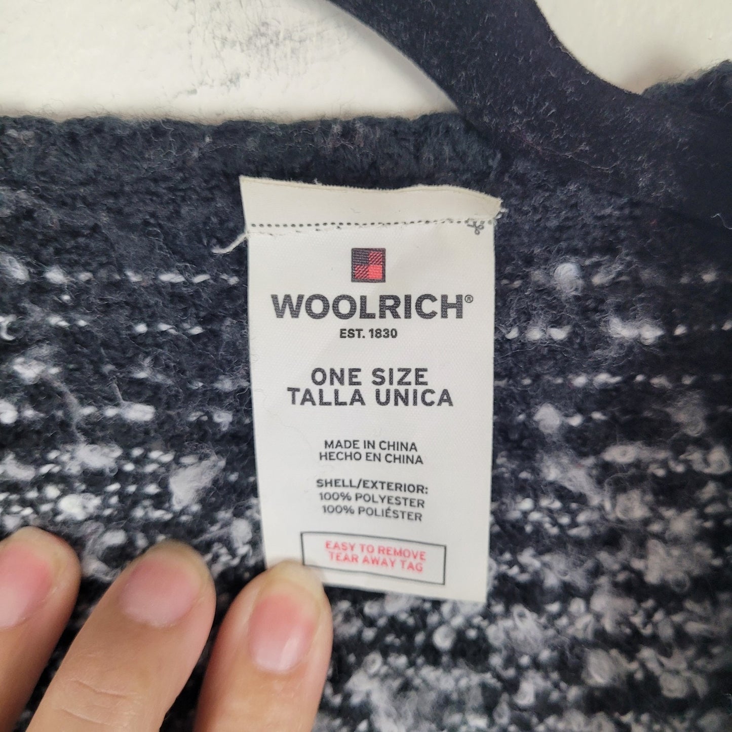 Woolrich Womens One Size Knit Poncho Cardigan Black Gray White