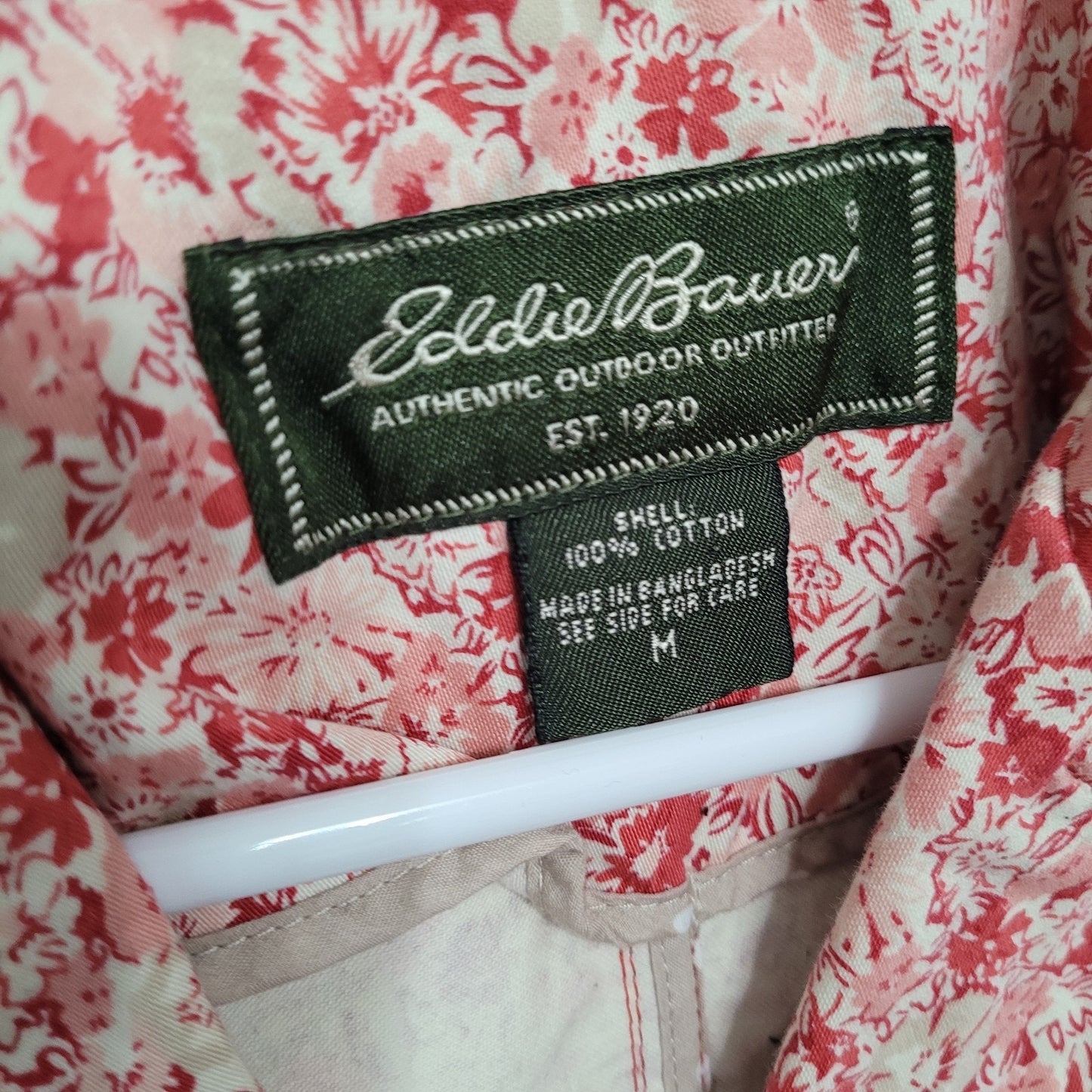 Eddie Bauer Women’s Medium Pink Floral Button Front Jacket Blazer
