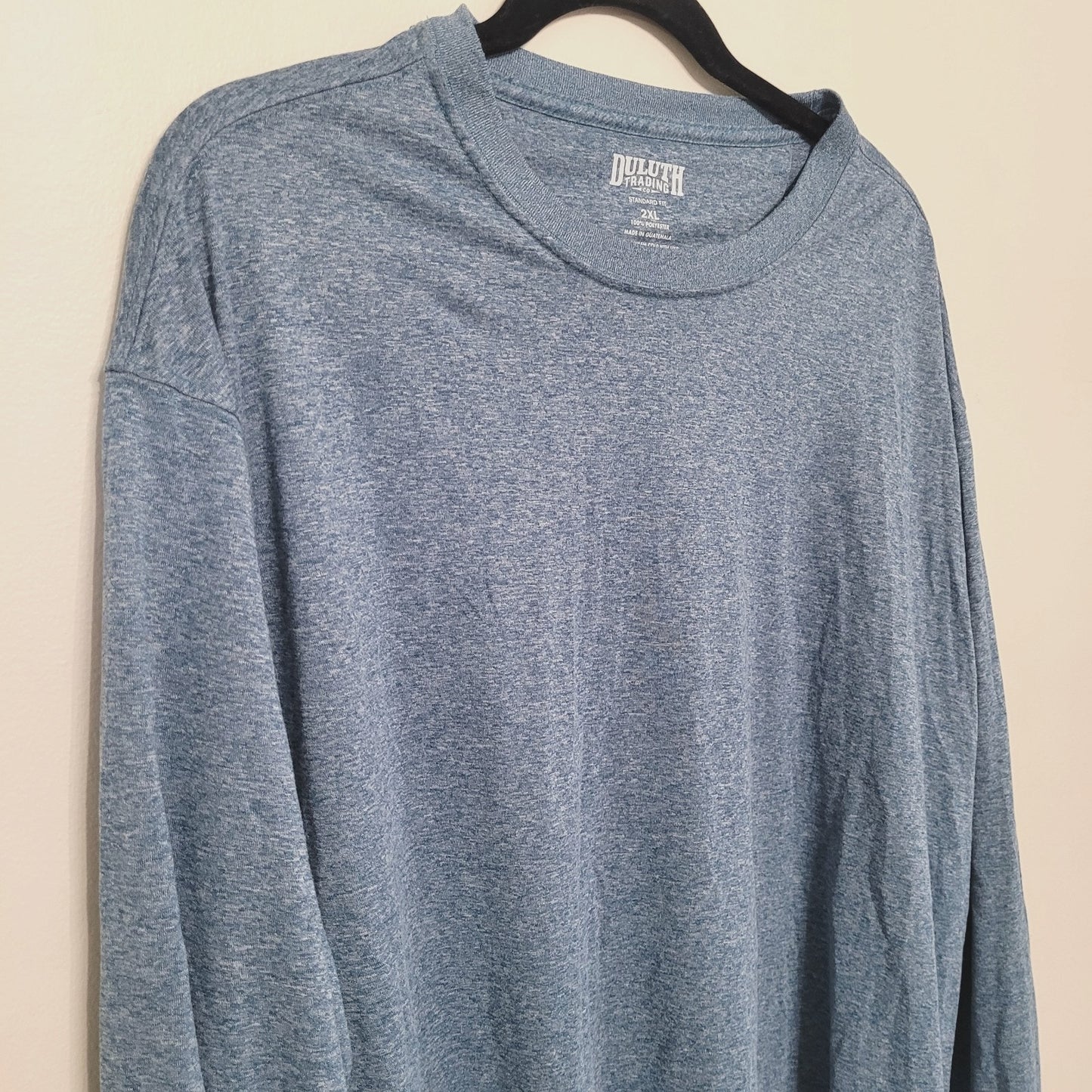 Duluth Trading Long Sleeve Shirt Men's 2XL Heather Blue Performance Base Layer