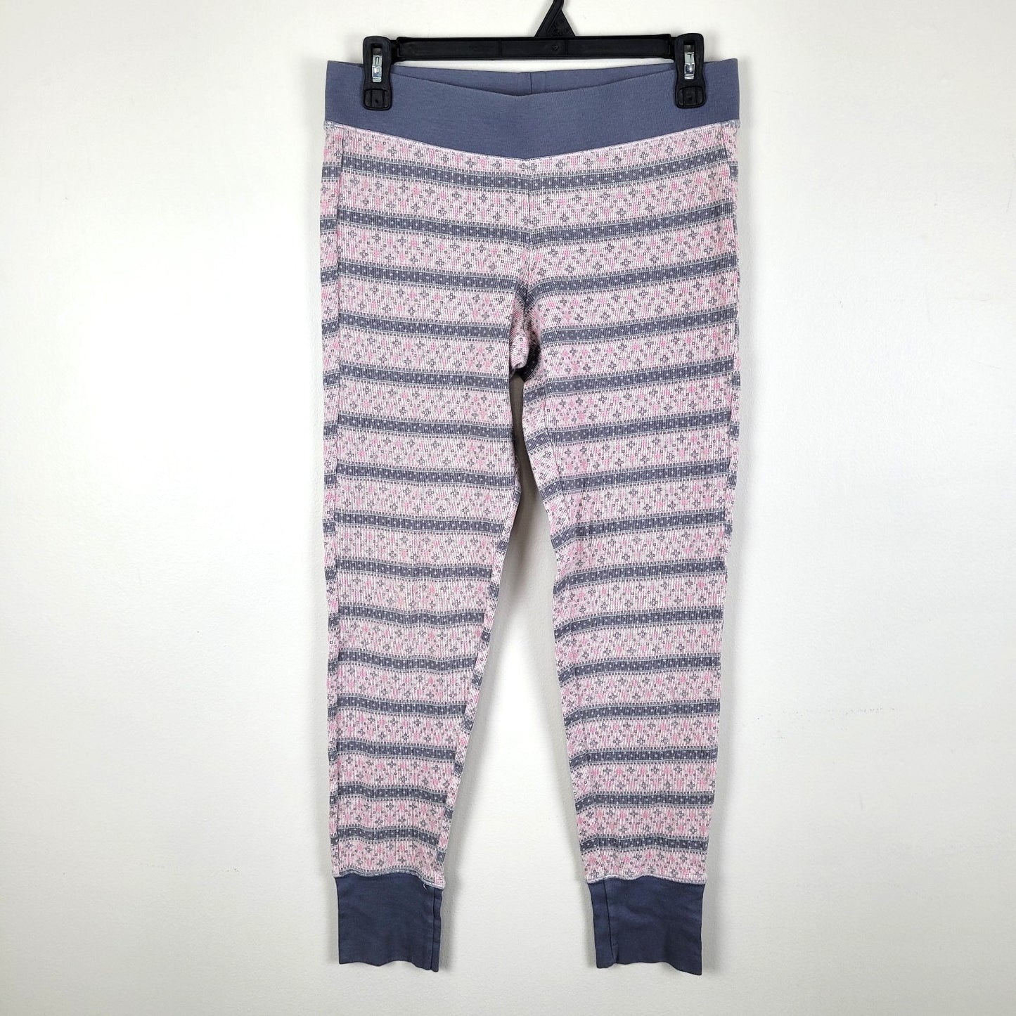 Victoria’s Secret Womens S Pink Gray Waffle Knit Pajama Pants Fair Isle Lounge