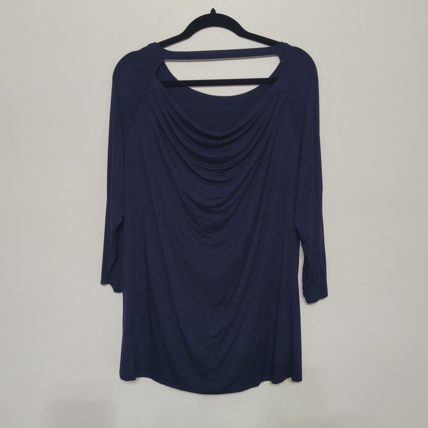 Soft Surroundings Women’s 2X Navy Britannia Draped Back Rayon Top EUC