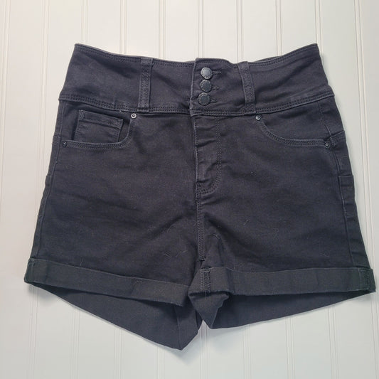 Wax Jeans Womens S High Rise Black Denim Shorts Cuffed Stretch 3 Button Y2K