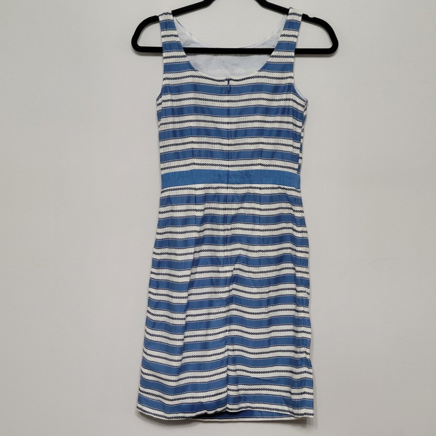Boden Grace Multi Stripe Sheath Dress 4R Blue White Sleeveless Professional