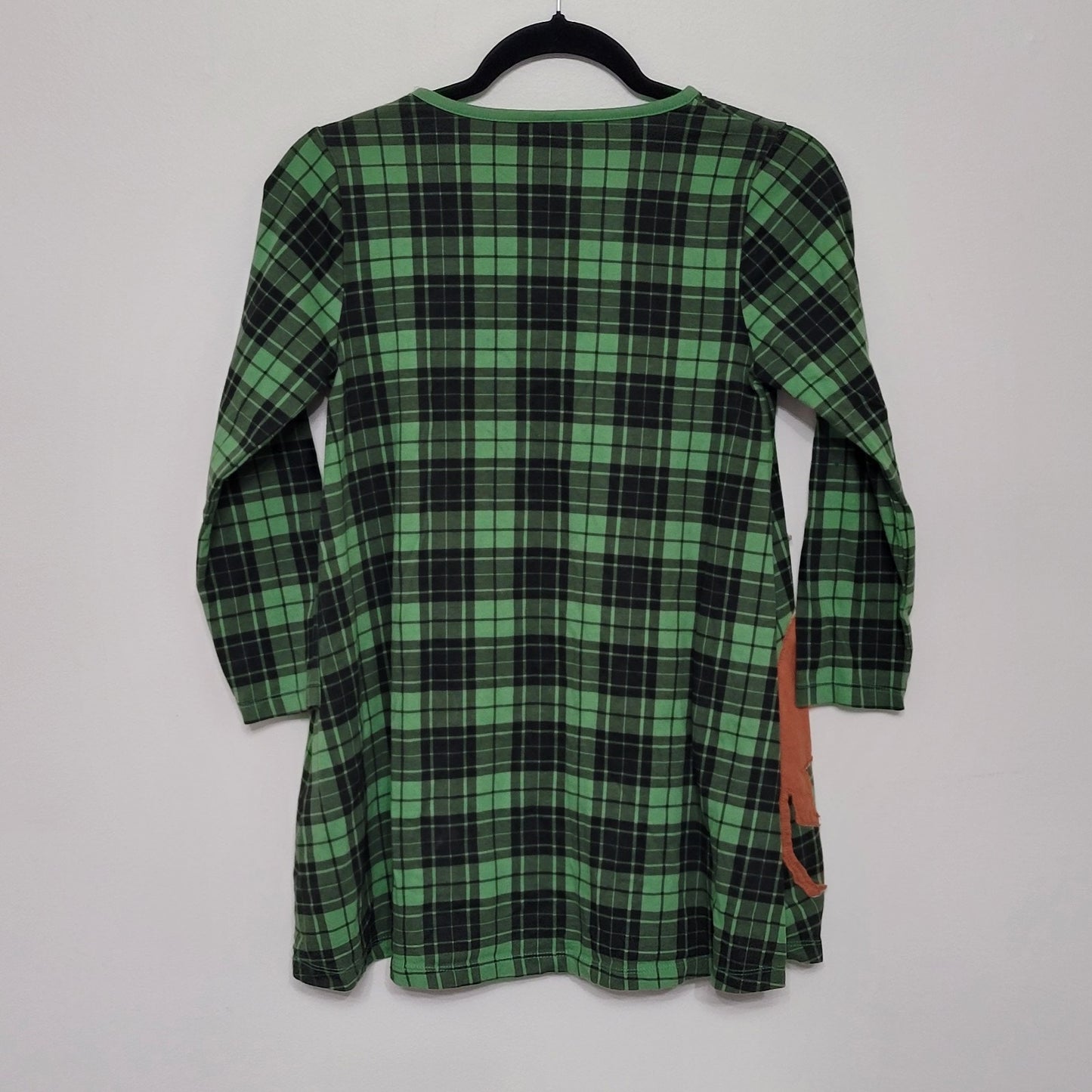 Leveret Girls 12Y Dress Green Black Plaid Moose Print Long Sleeve Holiday