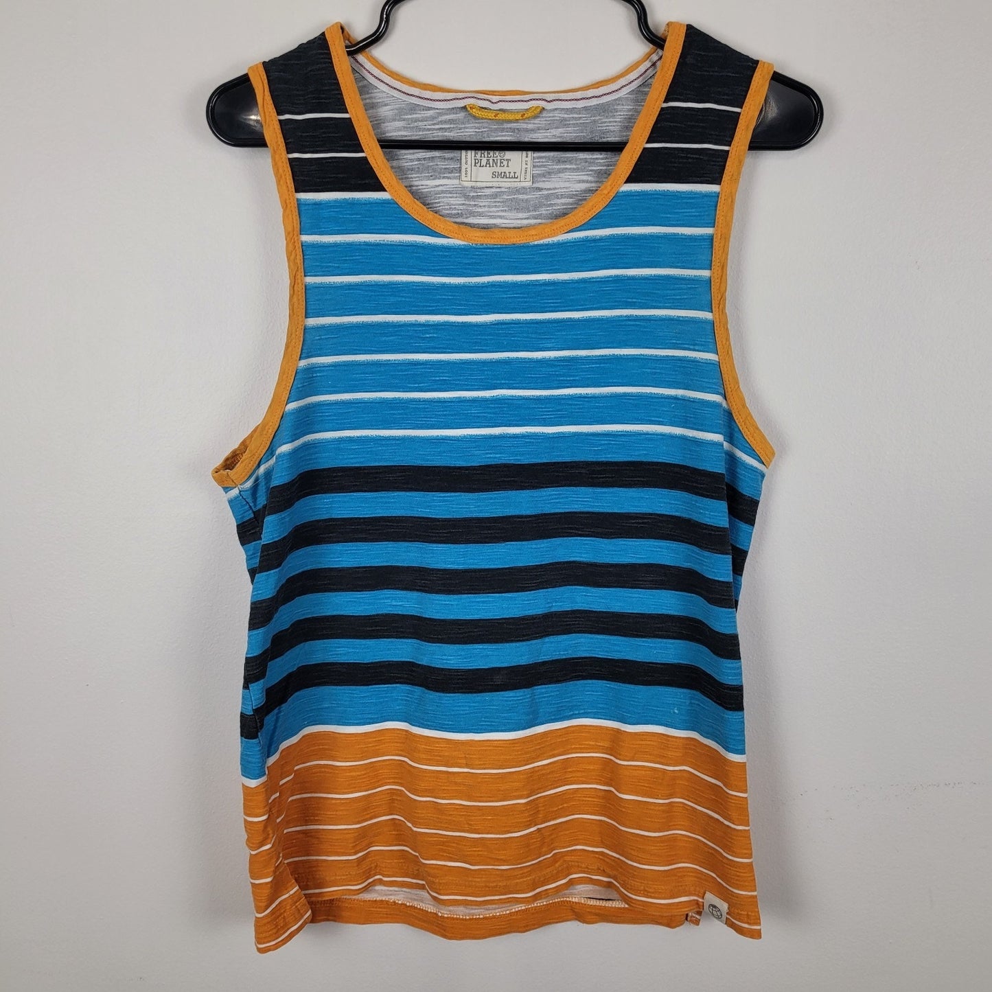 Free Planet Mens S Tank Top Striped Multicolor Sleeveless Summer Y2K