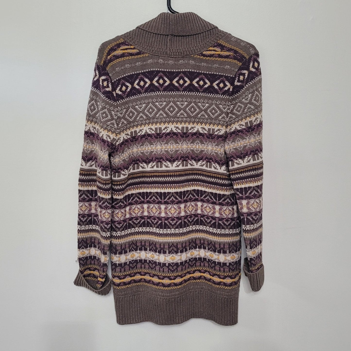 Eddie Bauer Mid Length Chunky Multicolor Knit Fair Isle Sweater Size Small