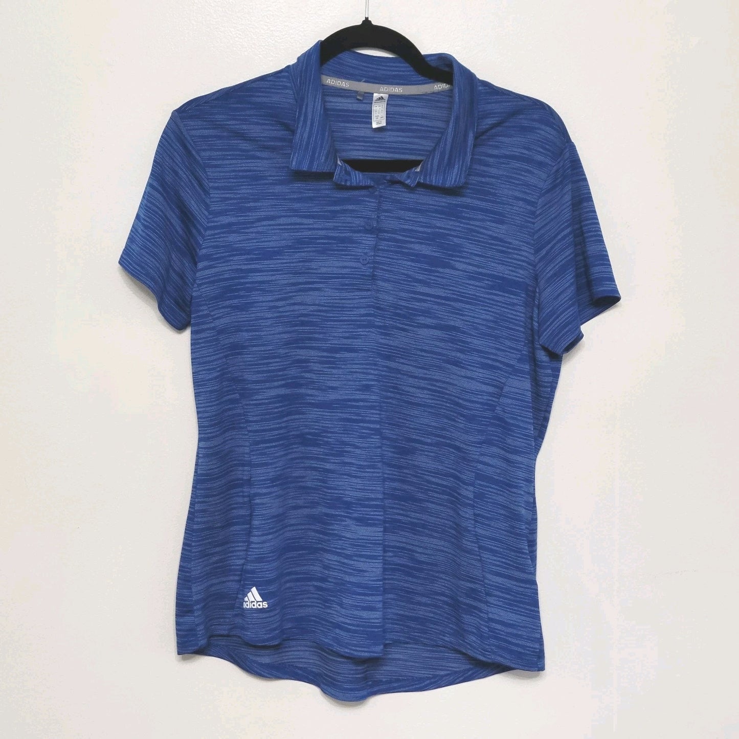 Adidas Golf Polo Shirt Women's Medium Blue Heathered Stretch Athletic